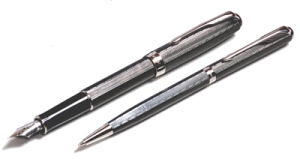 Parker Sonnet Chiselled Carbon fountain pen and ballpoint
